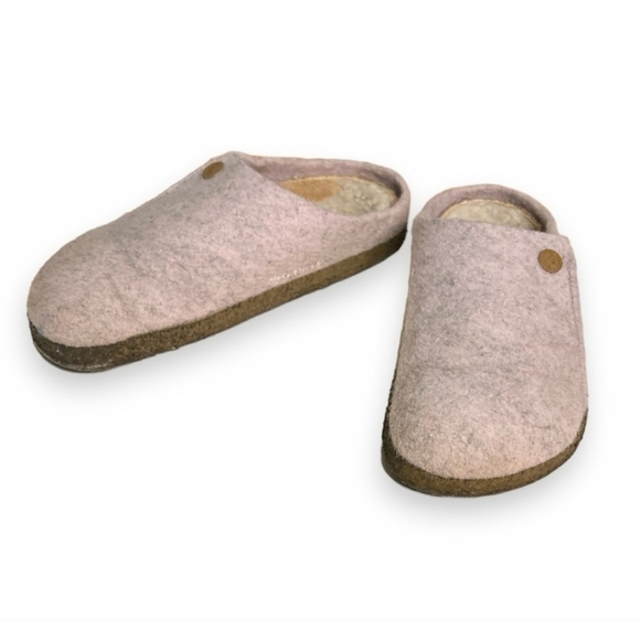 Birkenstock Shoes - BIRKENSTOCK Zermatt Wool Felt & Shearling Mule Clog Slipper Light Rose
